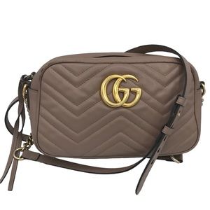 Gucci GG Marmont Small Matelasse Shoulder Bag in Dusty Pink Leather